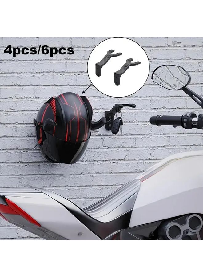 4pcs Wall Mounted Helmet Rack With Hooks Space Saving Home Garage Storage - Image 2