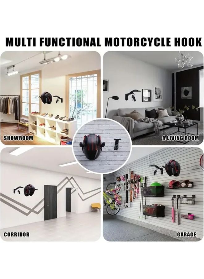 4pcs Wall Mounted Helmet Rack With Hooks Space Saving Home Garage Storage - Image 5
