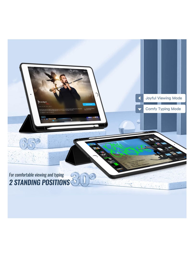 MIGOFAST iPad 9th Generation Case 2021/iPad 8th Generation Case 2020 10.2 Inch with Pencil Holder iPad 7th Gen 2019 Case with Clear Transparent Back, Auto Wake/Sleep Cover(Black) - Image 4