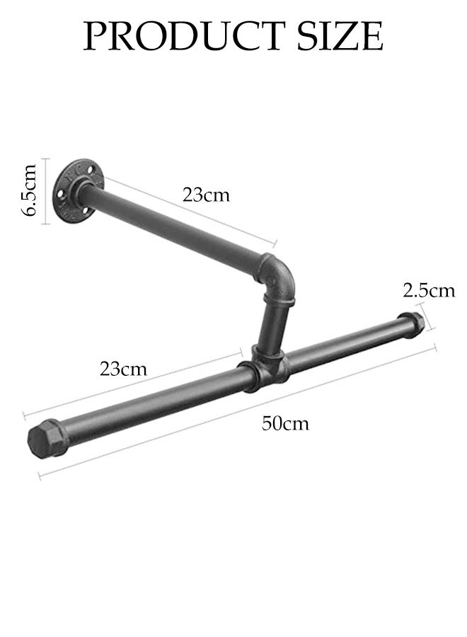 DUNISO Floating Clothing Rack Wall Mounted, Multi-purpose Hanging Rod, Heavy Duty Detachable Vintage Steel , Garment Bracket Frame for Commercial or Residential Wardrobe Clothes Display(Black) - Image 2