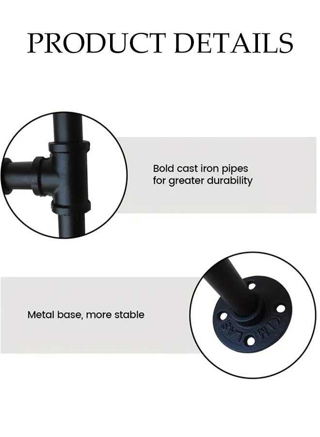 DUNISO Floating Clothing Rack Wall Mounted, Multi-purpose Hanging Rod, Heavy Duty Detachable Vintage Steel , Garment Bracket Frame for Commercial or Residential Wardrobe Clothes Display(Black) - Image 3