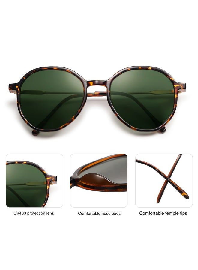 Sojos Fashion Hexagon Round Sunglasses for Women, Tortoise Frame/Dark Green Lens, UV400 Protection, Anti-Glare, Stylish Accessory - Image 4