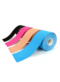 Halamine 4 Rolls Waterproof Kinesiology Tape, Athletic Elastic Kneepad Muscle Pain Relief Knee Taping, Muscle Tape Suitable for Elbow Waist Knee Shoulder, 5cm*5m,Black, Gray, Pink, Blue  - Image 1