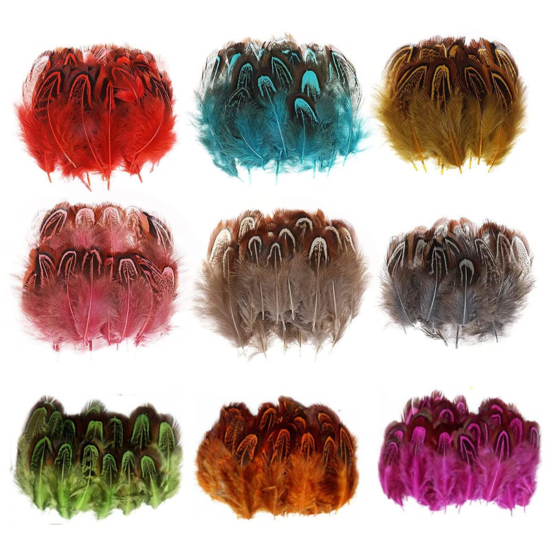 MWOOT Crafts Art Coloured Feathers Pack of 180 Mini Pheasant Feathers for DIY Earrings Jewelry Dreamcatcher Making Home Wedding Decorations - Image 2