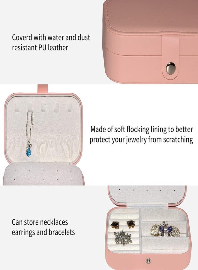 Riveira Travel Jewelry Box, PU Leather Small Jewelry Organizer for Women Girls, Double Layer Portable Mini Travel Case Display Storage Holder Boxes for Stud Earrings, Rings, Necklaces, Bracelets - Image 5