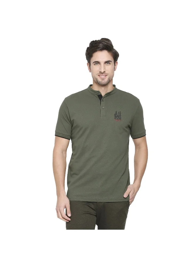 بيينغ هيومان Mens Forest Green Polo Collar Short Sleeve Polo T-Shirt