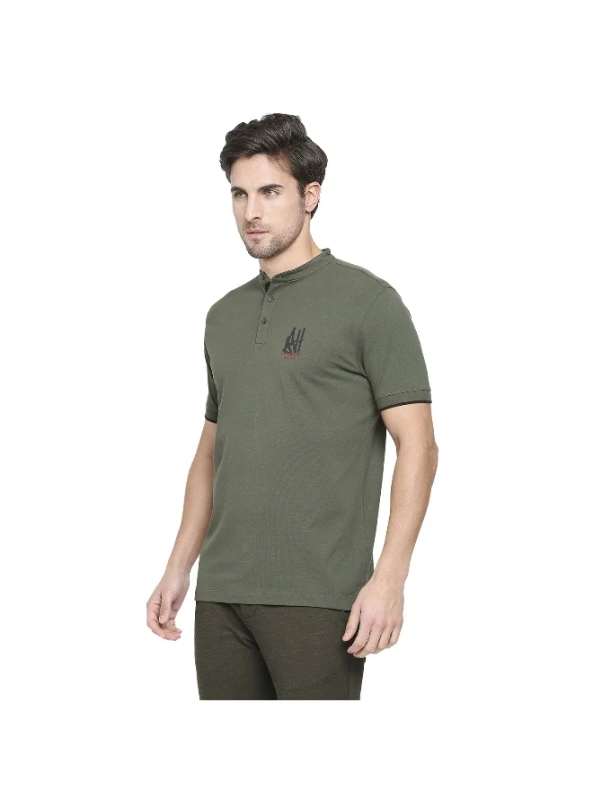 بيينغ هيومان Mens Forest Green Polo Collar Short Sleeve Polo T-Shirt