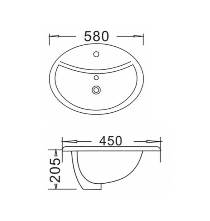 OCEANIC OCE-ZT-1902 Above Counter Wash Basin Glossy White Oval Ceramic Sink - Image 2