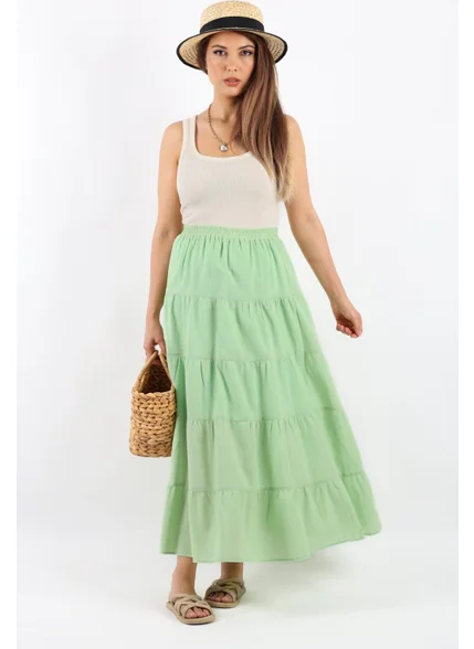ريتنيس Women's Rita Cotton Green Long Skirt