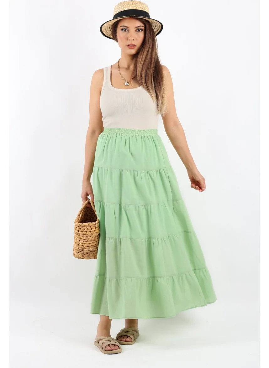 Ritnice Women's Rita Cotton Green Long Skirt