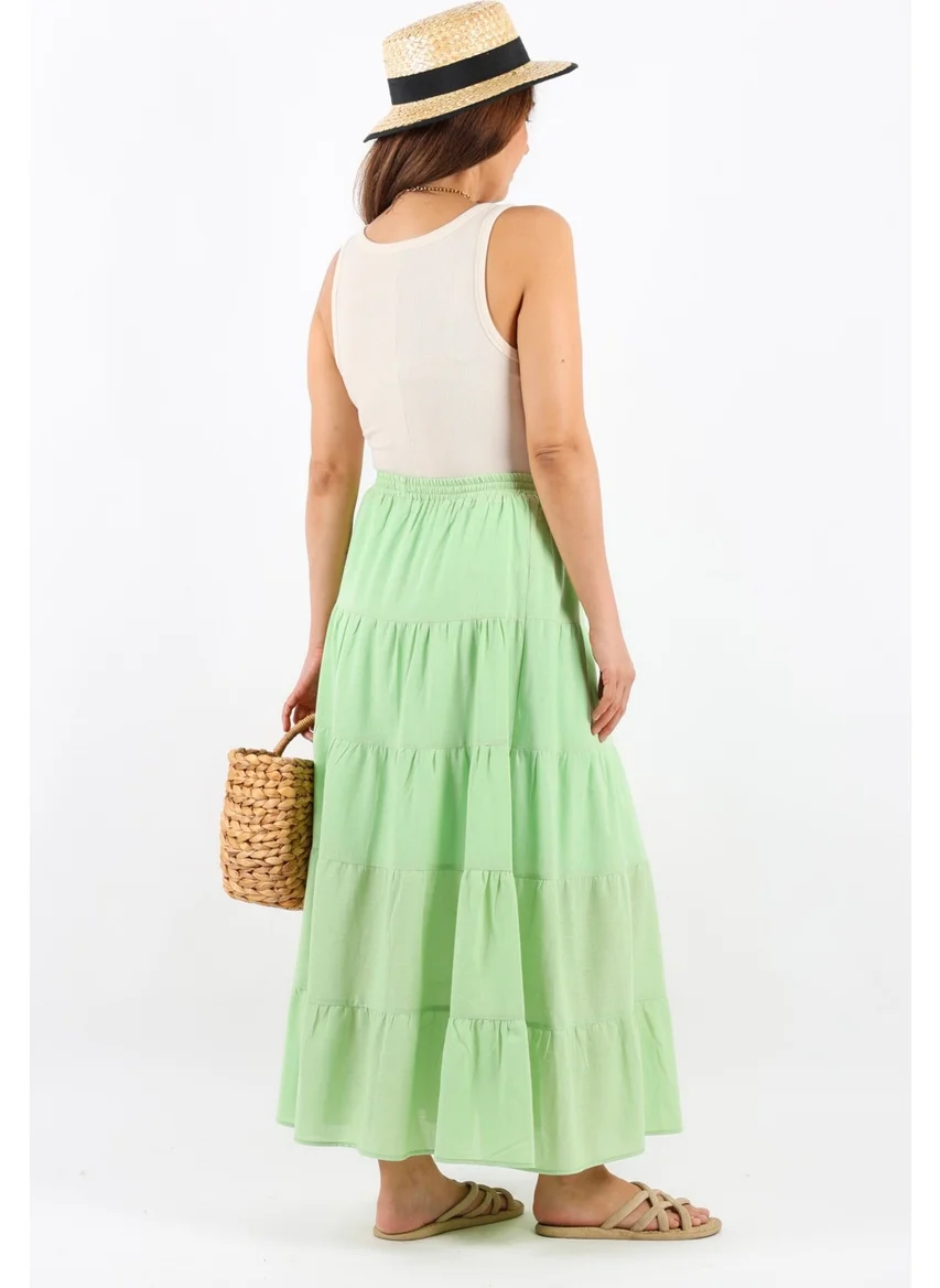 ريتنيس Women's Rita Cotton Green Long Skirt