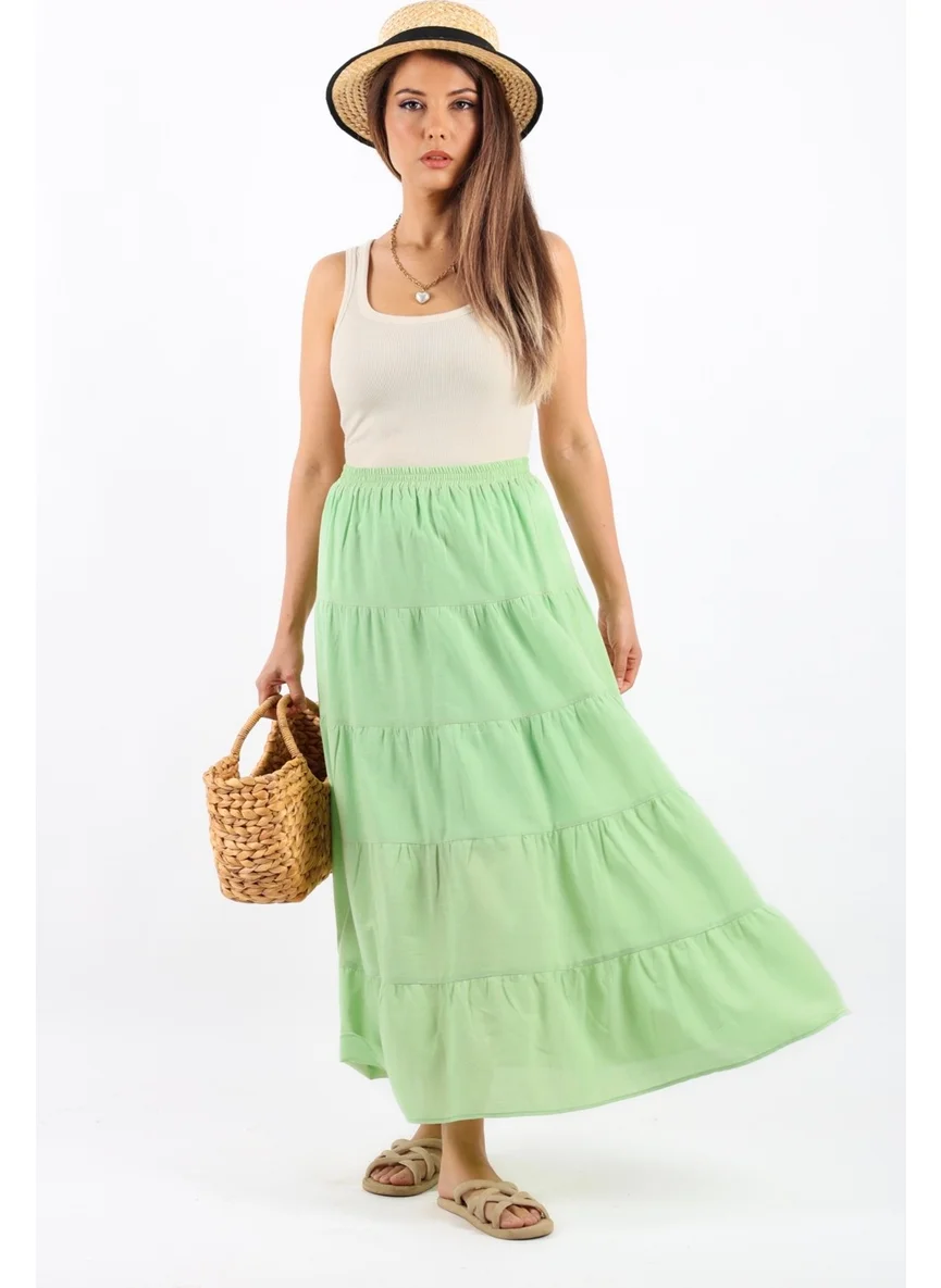 ريتنيس Women's Rita Cotton Green Long Skirt