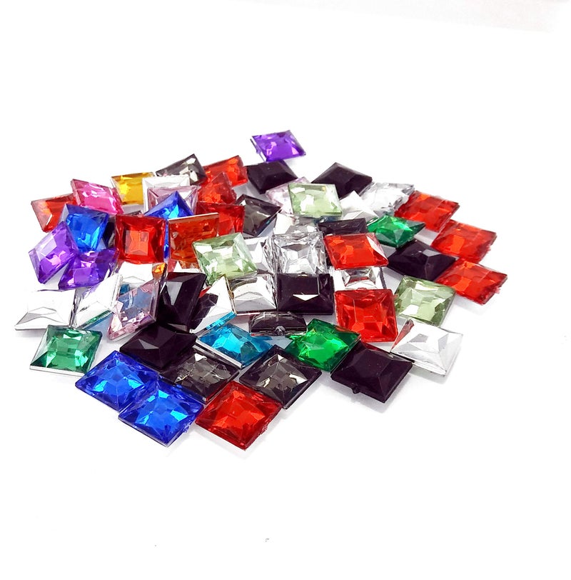 Linpeng 10x10MM Assorted Colors Faceted Square Acrylic Gems-no.Q-Approx. 50 Pcs/Pack, 10 x 10 mm - Image 5