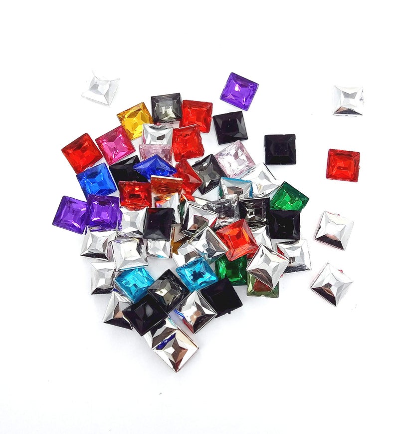 Linpeng 10x10MM Assorted Colors Faceted Square Acrylic Gems-no.Q-Approx. 50 Pcs/Pack, 10 x 10 mm - Image 2