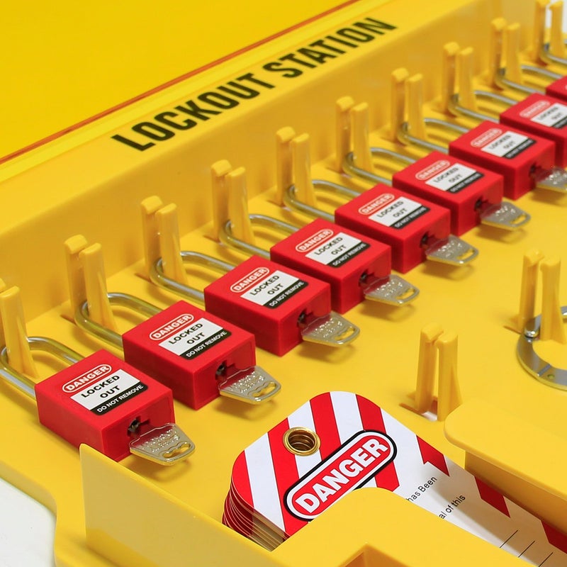 Wisamic Lockout Tagout Station with Cover, Includes 10 Key Different Padlocks, 2 Lockout Hasps, 24 Lockout Tags, 15-1/2 x 22 x 1-3/5 inch - Image 5