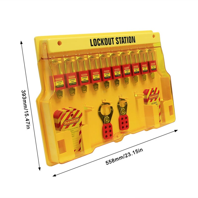 Wisamic Lockout Tagout Station with Cover, Includes 10 Key Different Padlocks, 2 Lockout Hasps, 24 Lockout Tags, 15-1/2 x 22 x 1-3/5 inch - Image 4