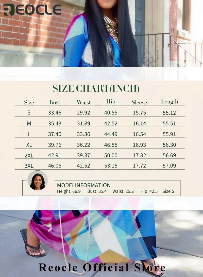 Plus Size Maxi Dress for Women Casual Summer Sundress V-Neck 3/4 Sleeve