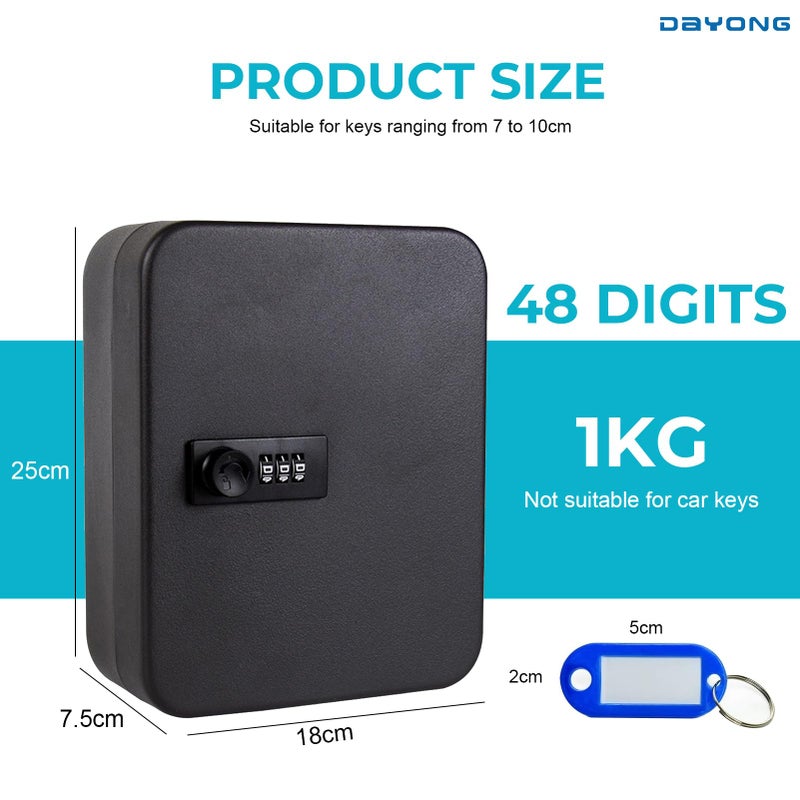 DAYONG Steel Key Box, Key Cabinet Wall Mount with Code and Key Tags, Keys Storage Lock Box for Indoor Outdoor-48 Keys Capacity. (K-1-48) - Image 2