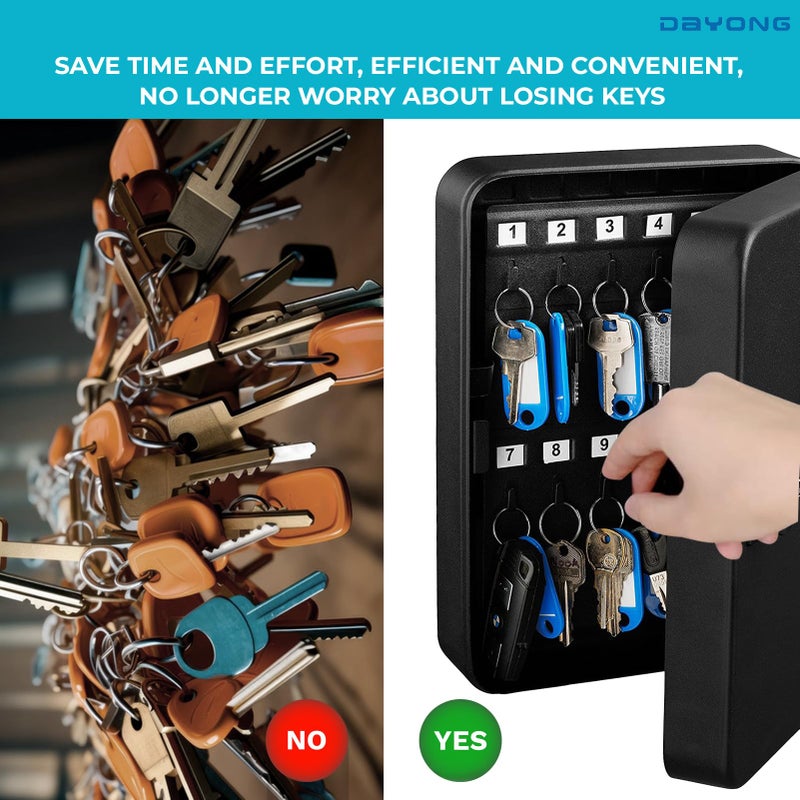 DAYONG Steel Key Box, Key Cabinet Wall Mount with Code and Key Tags, Keys Storage Lock Box for Indoor Outdoor-48 Keys Capacity. (K-1-48) - Image 4