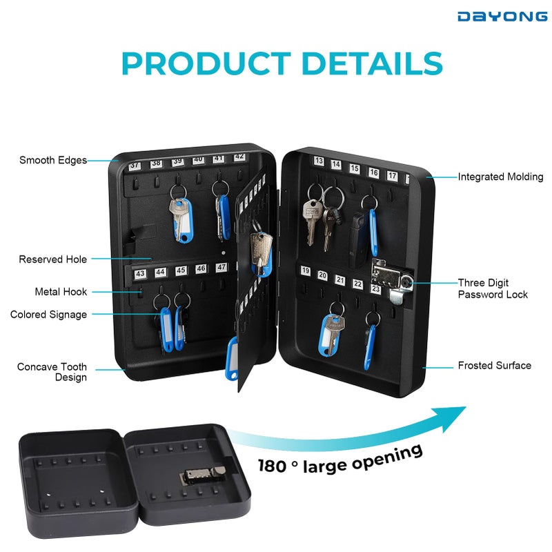 DAYONG Steel Key Box, Key Cabinet Wall Mount with Code and Key Tags, Keys Storage Lock Box for Indoor Outdoor-48 Keys Capacity. (K-1-48) - Image 3