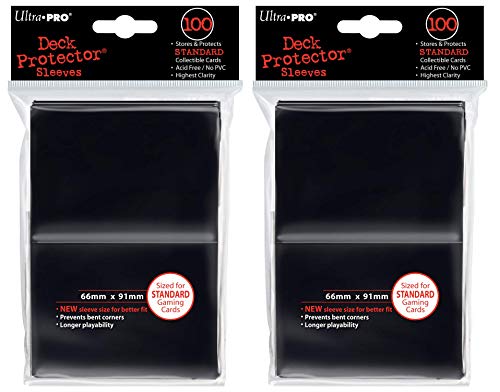 Ultra Pro Deck Protector Sleeves for Standard Size Cards | Black | 200-Count - Image 1