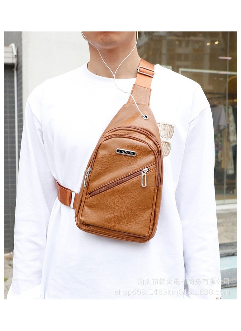 Kiffiyeh Trendy Men's PU Soft Leather Sling Bag Crossbody Bag, Perfect For Casual, Hiking Walking Travel, Cycling And Outgoing.  - Image 2