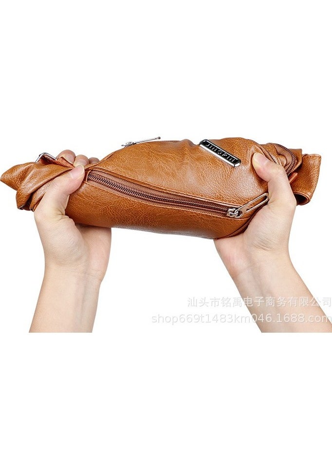 Kiffiyeh Trendy Men's PU Soft Leather Sling Bag Crossbody Bag, Perfect For Casual, Hiking Walking Travel, Cycling And Outgoing.  - Image 3