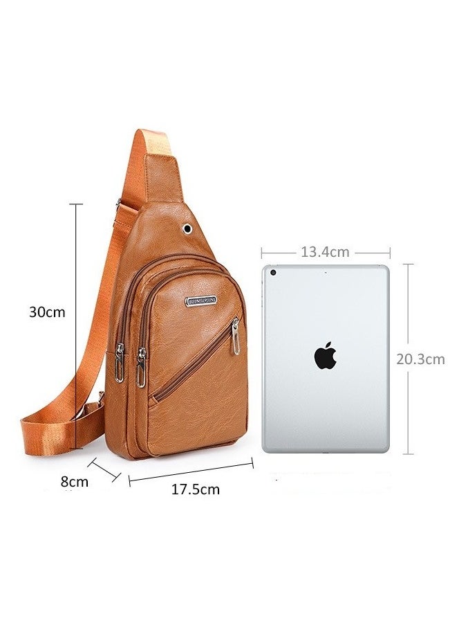 Kiffiyeh Trendy Men's PU Soft Leather Sling Bag Crossbody Bag, Perfect For Casual, Hiking Walking Travel, Cycling And Outgoing.  - Image 4