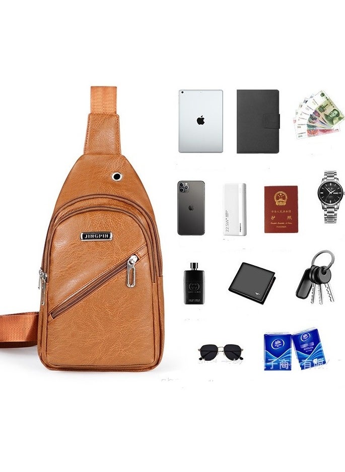 Kiffiyeh Trendy Men's PU Soft Leather Sling Bag Crossbody Bag, Perfect For Casual, Hiking Walking Travel, Cycling And Outgoing.  - Image 5