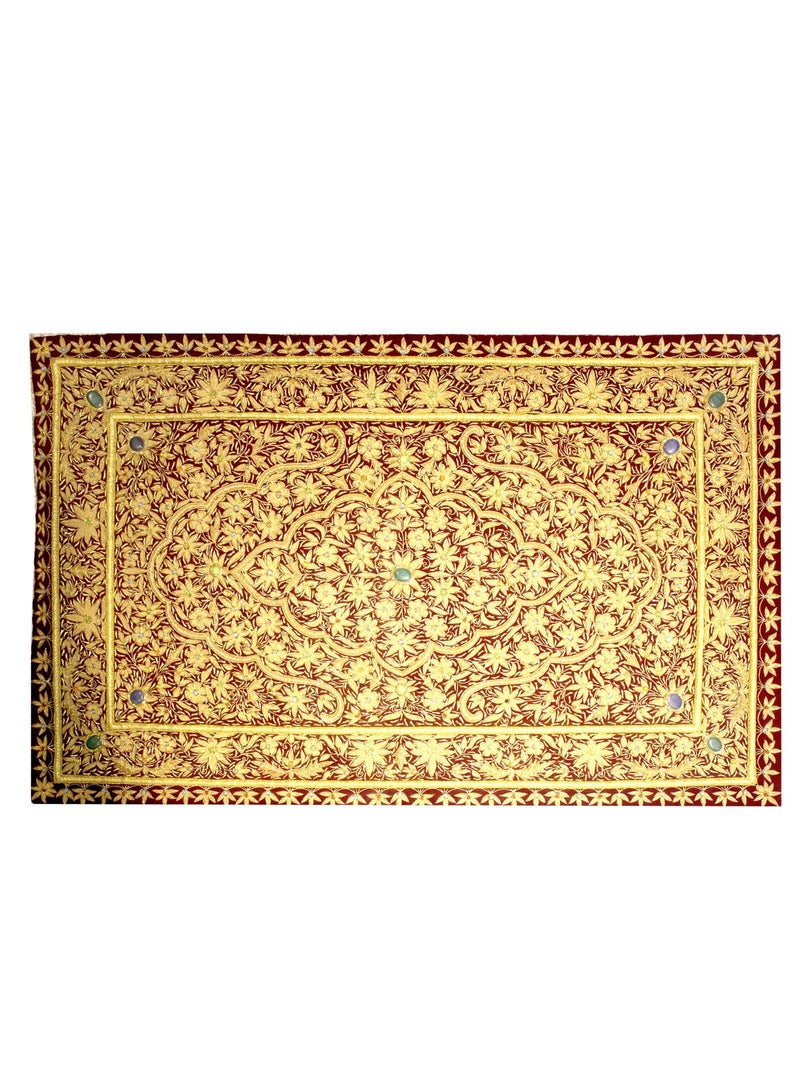 Antique Museum HANDMADE GOLDEN WALL HANGING STONE WORK WITH TUSSEL 2.5X4FT-SSS543  - Image 3