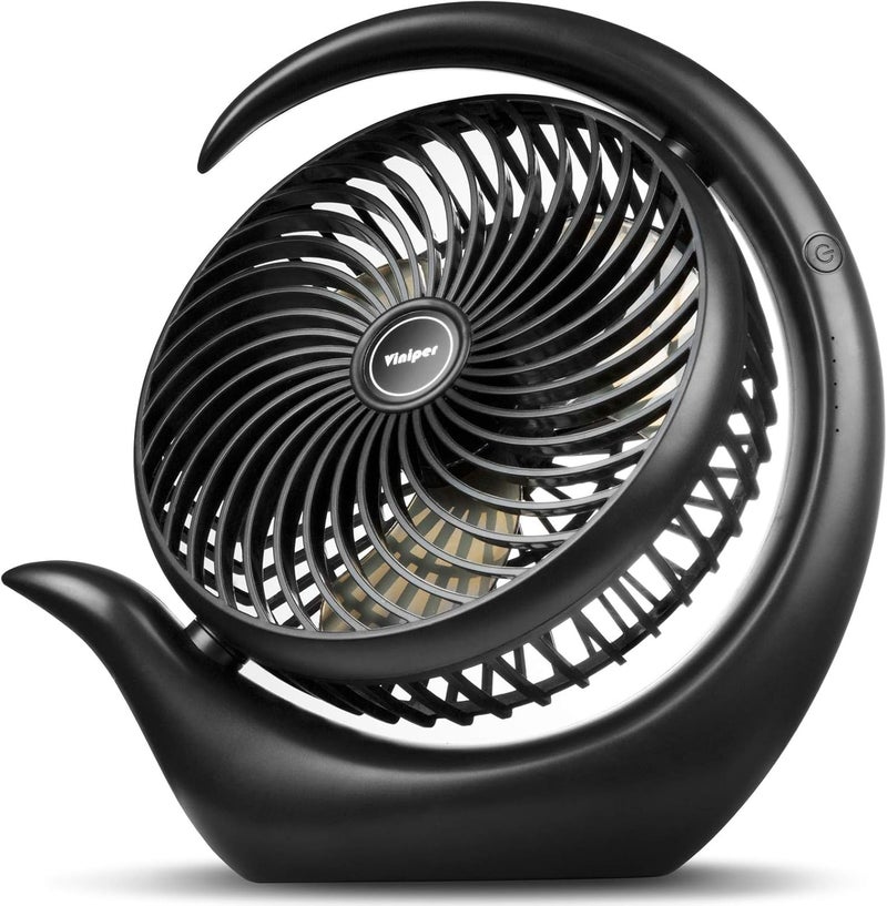 Viniper 8.7 inch Portable Rechargeable Fan, Small Table Fan : 180 Rotation and 3 Speeds Strong Wind Quiet Desk Fan, Long Working Hours for Home Outdoor (Black, Light Black Blade) - Image 1