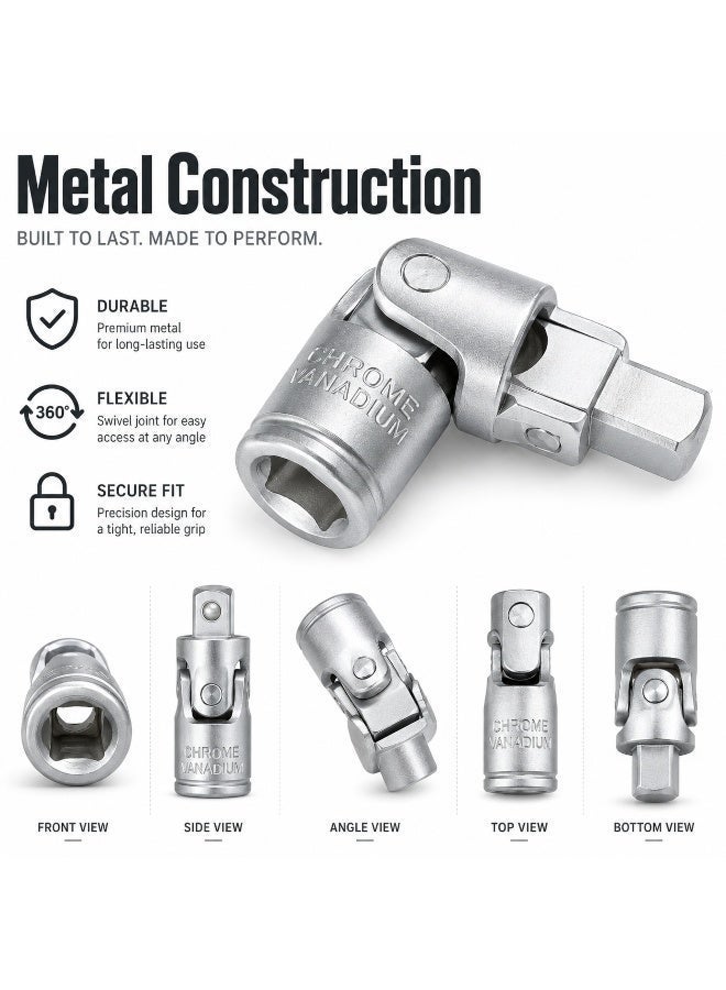 1/4 Inch Universal Joint Socket Adapter, 1.8 Inch Compact Swivel Socket Connector, Male Female Drive Adapter For Ratchet, Workshop, Garage & DIY Repair - Image 4