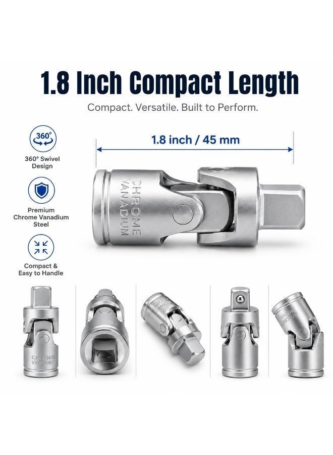 1/4 Inch Universal Joint Socket Adapter, 1.8 Inch Compact Swivel Socket Connector, Male Female Drive Adapter For Ratchet, Workshop, Garage & DIY Repair - Image 3