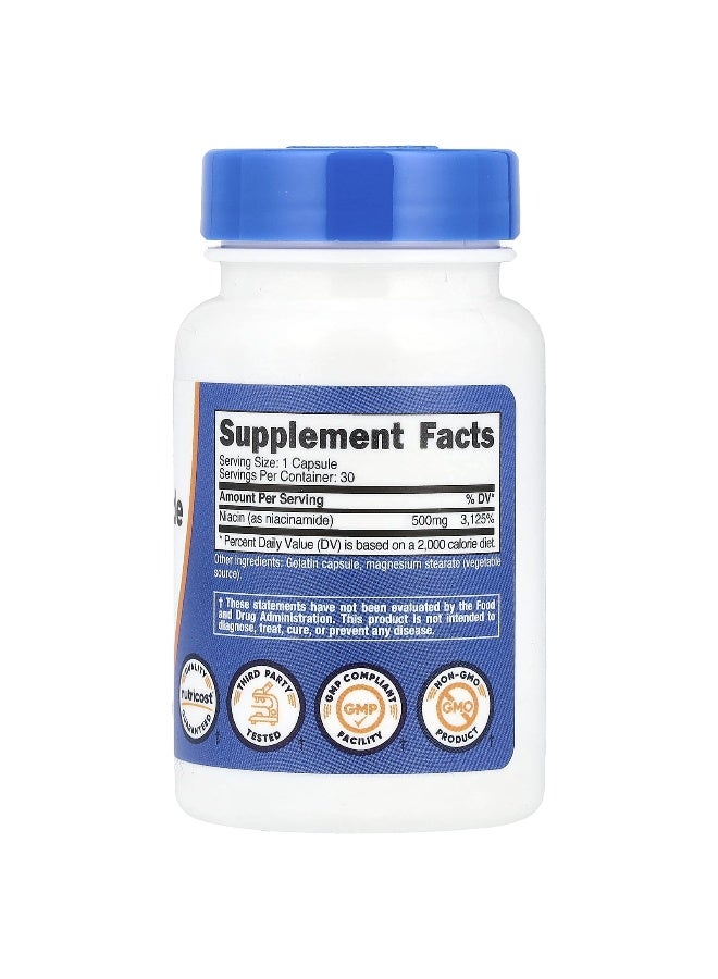 Nutricost نوتريكوست، نياسيناميد، 500 ملغ، 30 كبسولة - Image 2