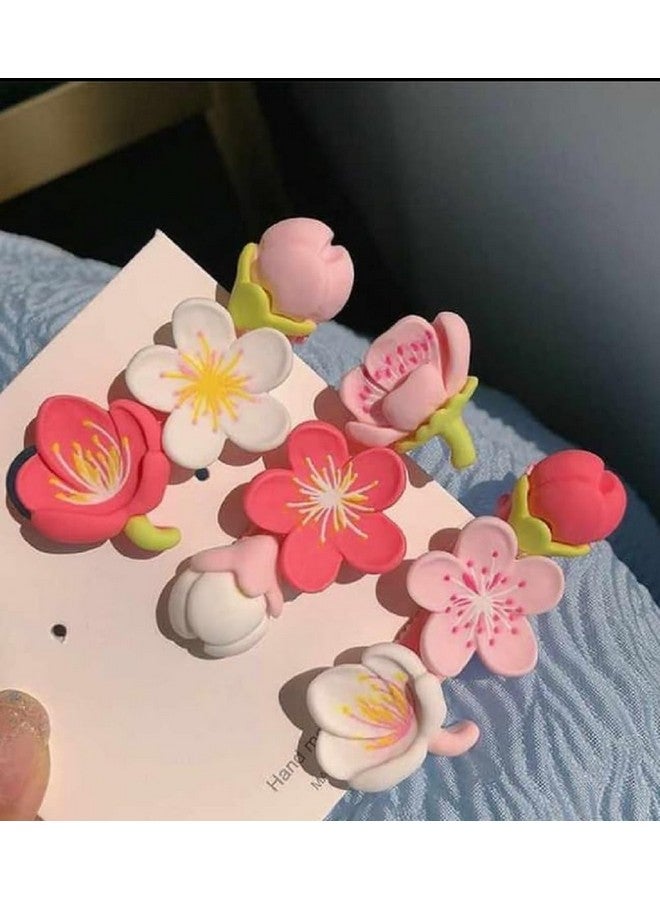 SUN Ring SUNRING Korean Fashion Style Pearl Rhinestone Metal Hair Clips Hair Pin Stylish Hair Accessories Jewellery For Women's And Girls (Pink) (Pack of 6, Pink) - Image 3