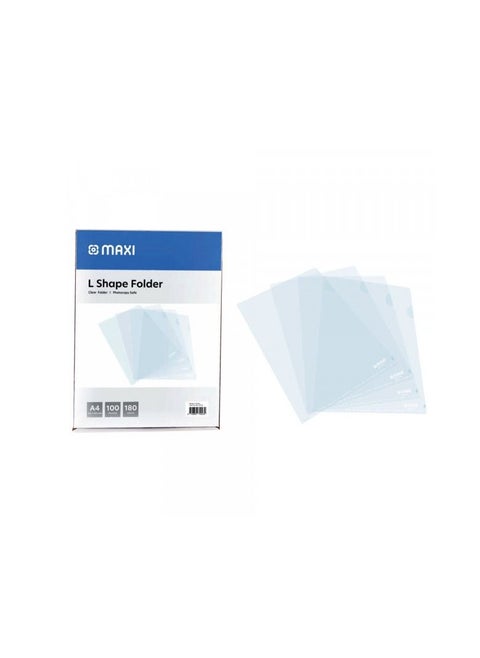 MAXI L SHAPE CLEAR FOLDER 100 PCS PKT