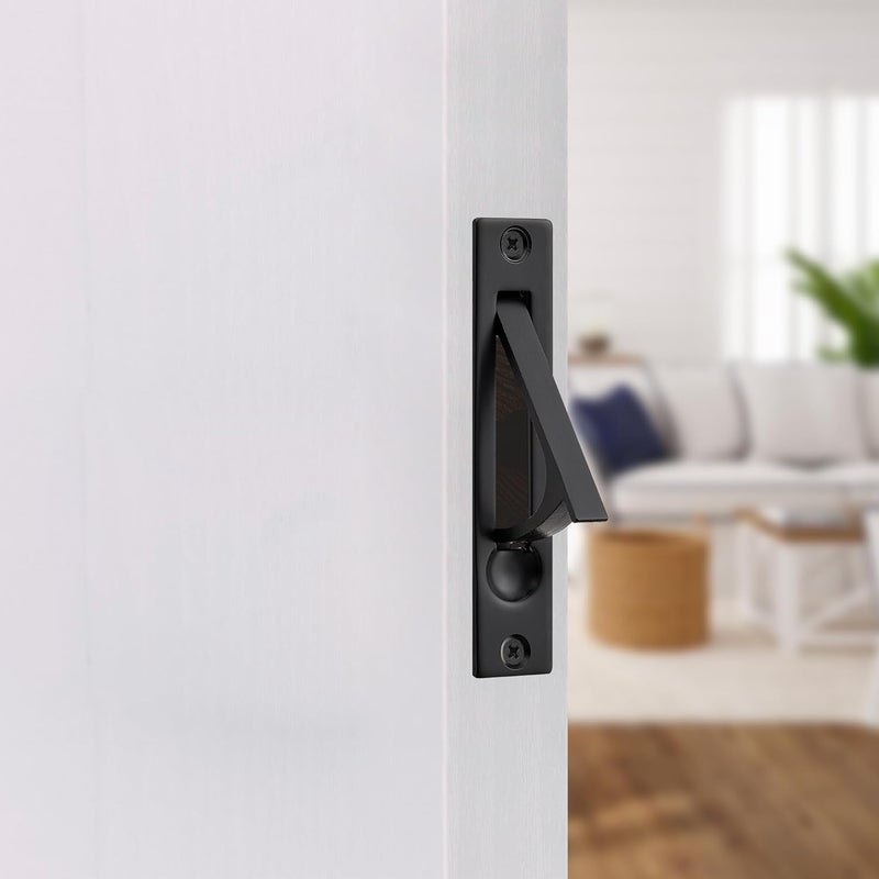 JOY DECOR 2 Pack Matte Black Pocket Door Pull, Solid Flush Edge Handle, Pocket Door Hardware - Image 5