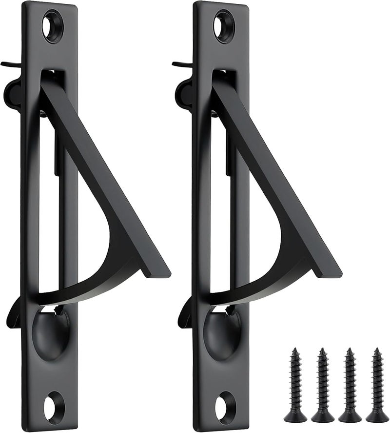 JOY DECOR 2 Pack Matte Black Pocket Door Pull, Solid Flush Edge Handle, Pocket Door Hardware - Image 1