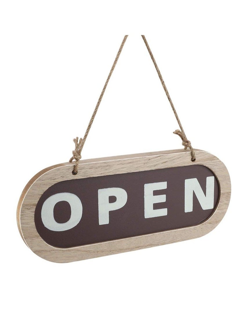 Open/Closed Sign, Open Signs for Business, Wooden Shop Door Sign Double, Suitable for Stores, Restaurants Offices Retail Shops (Grey, Brown) - Image 1