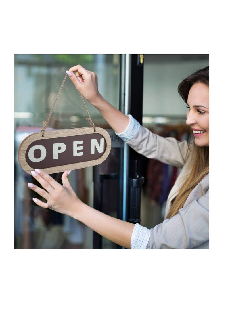 Open/Closed Sign, Open Signs for Business, Wooden Shop Door Sign Double, Suitable for Stores, Restaurants Offices Retail Shops (Grey, Brown) - Image 5