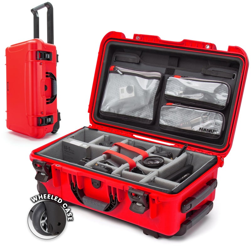NANUK 935 Pro Photo Kit Waterproof Travel Camera Hard Case with Padded Dividers and Wheels 22 x 14 x 9 Dustproof and Impact Resistant Airline CarryOn Approved Red