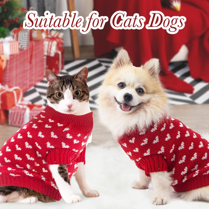 krastmon Dog Sweater Heart Puppy Sweater Warm Soft Pet Cloth Dog Outfits for Small Dogs and Cats (Blue, XS) - Image 5