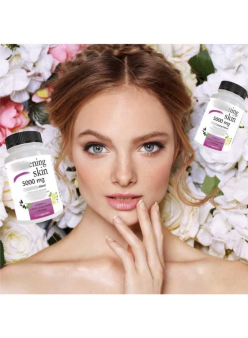 سكين كبسولات بشرة صحية 5000 مجم، تدعم بشرة مشرقة ومتساوية المظهر، مع فيتامين C ومسحوق عصير الليمون، تركيبة نباتية مضادة للأكسدة، 120 كبسولة - Image 4
