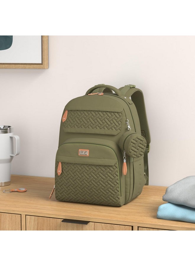 BabbleRoo Diaper Bag Backpack, Travel Backpack with Changing Pad, Pacifier Case & Stroller Straps, Multifunction, Waterproof, Unisex - Army Green - Image 1