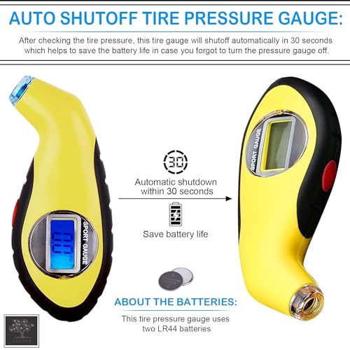 Sulfar Precision Digital Tire Pressure Gauge | Reliable 150 PSI Measurement, Backlit LCD | Essential Tool for Auto Maintenance for Cars, Trucks, SUVs, Motorcycles, and Bicycles - Image 5