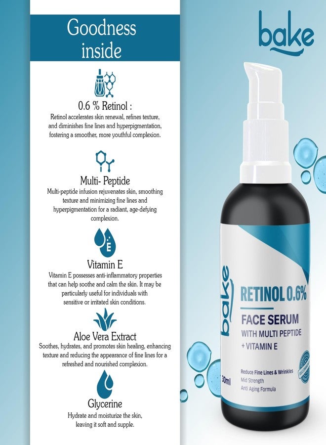 BAKE 0.6% Retinol Face Serum with Multi Peptides for Anti Aging,Reduces Fine Lines & Wrinkles | Mid Strength Serum | 30ml - Image 4
