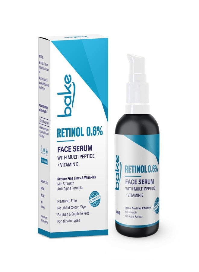 BAKE 0.6% Retinol Face Serum with Multi Peptides for Anti Aging,Reduces Fine Lines & Wrinkles | Mid Strength Serum | 30ml - Image 1