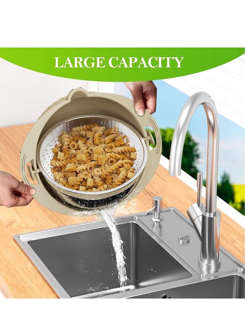 ميكسد 4-1 Colander مع مجموعة وعاء خلط, مصفاة الأغذية ومجموعة Colanders للمطبخ, مصفاة المعكرونة الأرز, غسالة الفواكه والخضروات, سلطة الغلاف, مطبخ أساسيات مصفاة سلة وعاء,بيج - Image 5