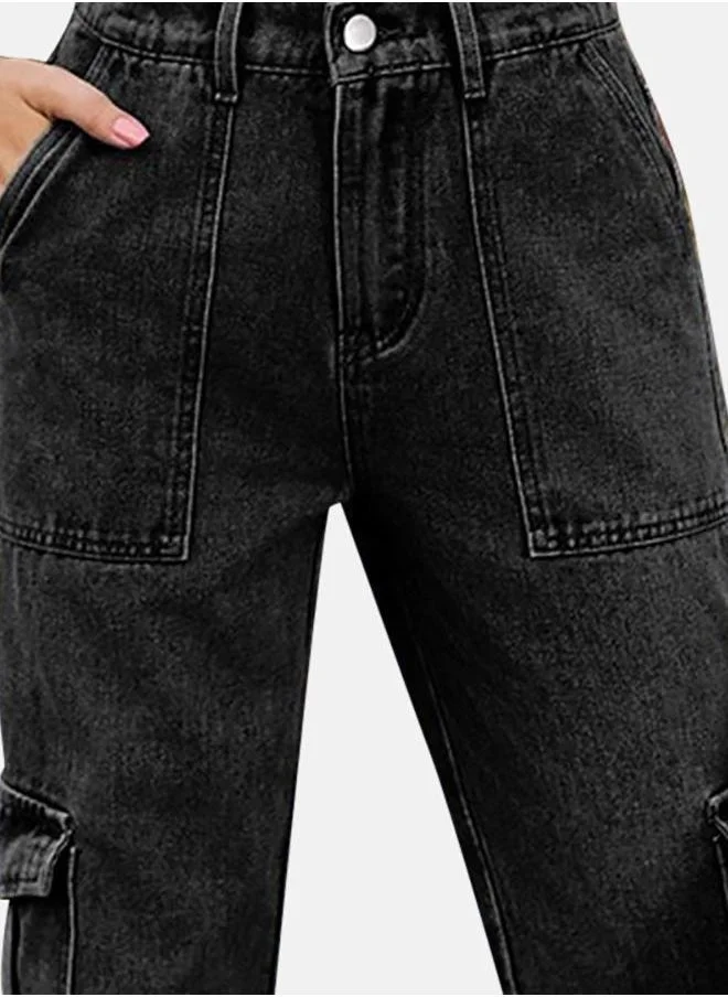 YUNIQEE Black Straight Fit Jeans