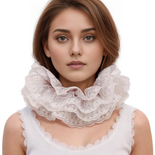 BLESSUME 1pc Lace Renaissance Neck Ruffle Collar (15.5") - Image 1